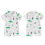 Baby Boy Girl Golf Romper Half Button-up Lapel Neck Short Sleeve Jumpsuit Summer Clothes