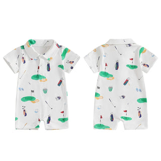 Baby Boy Girl Golf Romper Half Button-up Lapel Neck Short Sleeve Jumpsuit Summer Clothes