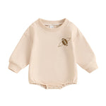 Baby Girl Boy Fall GAME DAY Bubble Romper Football Letter Print Long Sleeve Round Neck Jumpsuit