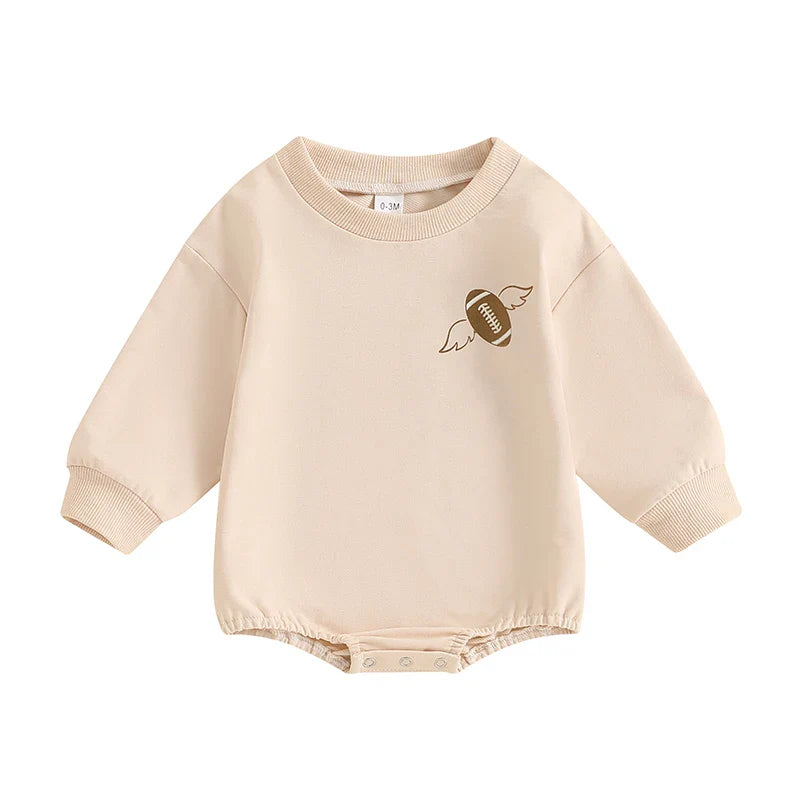 Baby Girl Boy Fall GAME DAY Bubble Romper Football Letter Print Long Sleeve Round Neck Jumpsuit