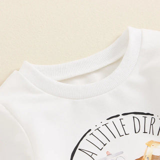 Baby Toddler Boys 2Pcs Fall Outfit A Little Dirt Never Hurt / Farmers Keep America Growing Letter Tractor Print Long Sleeve Top and Long Pants Set