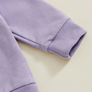 Baby Toddler Girls 2Pcs Auntie's Bestie Outfit Long Sleeve Crew Neck Embroidery Letter Top with Elastic Waist Pants Clothes Jogger Set