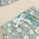 Baby Girl 3Pcs Spring Fall Outfit Floral Print Long Frill Sleeve Romper Long Flower Pants Headband Set