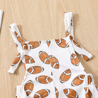 Baby Toddler Girl Jumpsuit Football Print Romper Bell Bottom Tank Romper