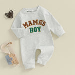 Baby Boys Mama's Boy / Little Dude Fall Romper Letter Embroidery Long Sleeve Crew Neck Full Length Jumpsuit