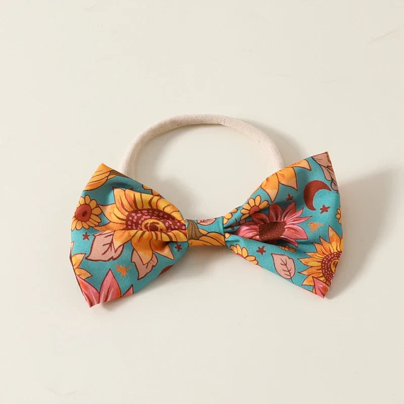 Baby Toddler Girls 2Pcs Fall Outfit Flower Print Ruffle Trim Long Sleeve Romper Dress Skirt Bow Headband Set