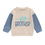 Toddler Kids Big Brother / Sister Pullover Letter Embroidery Round Neck Contrasting Color Long Sleeve Waffle Top