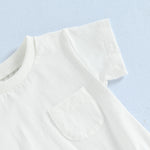 Baby Toddler Girls Boys Basics Bodysuit Short Sleeve Crew Neck Front Pocket Solid Summer Jumpsuit