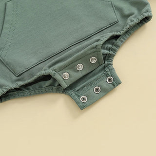 Baby Toddler Boy Girl Hoodie Bubble Romper Pocket Solid Color Long Sleeve