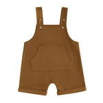 Baby Toddler Boys Girls Overalls Tank Sleeveless Square Neck Front Pocket Suspender Shorts Romper