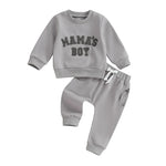 Toddler Baby Boy 2Pcs Fall Winter Outfits Long Sleeve Letter Mama's Boy Crewneck Top Jogger Pants Set