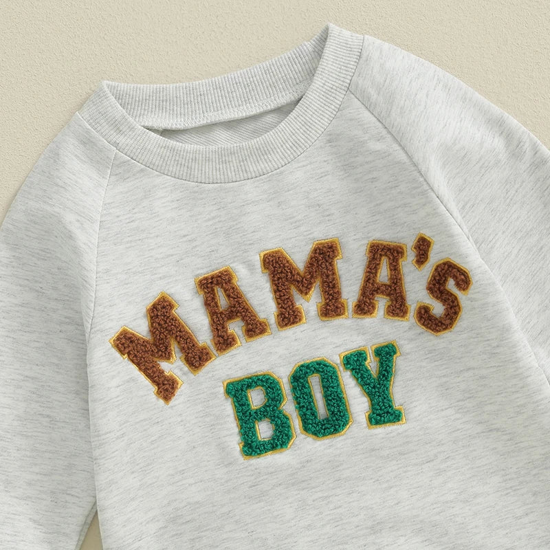 Baby Boys Mama's Boy / Little Dude Fall Romper Letter Embroidery Long Sleeve Crew Neck Full Length Jumpsuit