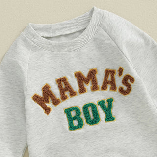 Baby Boys Mama's Boy / Little Dude Fall Romper Letter Embroidery Long Sleeve Crew Neck Full Length Jumpsuit