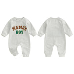 Baby Boys Mama's Boy / Little Dude Fall Romper Letter Embroidery Long Sleeve Crew Neck Full Length Jumpsuit