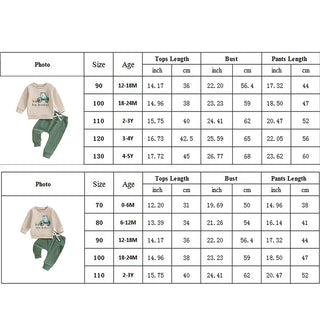 Baby Toddler Boys 2Pcs Big / Little Brother Matching Siblings Autumn Outfit Long Sleeve O Neck Letter Tractor Print Top Solid Color Pants Set