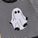 Baby Toddler Boys 2Pcs Halloween Outfit Ghost Embroidery Striped Long Sleeve Top and Elastic Pants Clothes Set