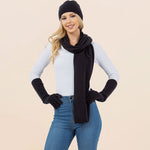 3PCS - Solid Winter Beanie Hat Scarf Gloves Set