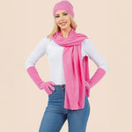 3PCS - Solid Winter Beanie Hat Scarf Gloves Set