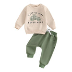 Baby Toddler Boys 2Pcs A Little Dirt Never Hurt Fall Outfit Long Sleeve Tractor Letter Print Top + Pants Set