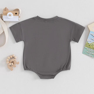 Baby Girls Boys Bubble Romper Short Sleeve Oversized Solid Color Basic Summer Clothes Bodysuit