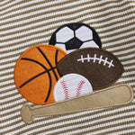 Baby Toddler Boys 2Pcs Fall Outfit Rugby Embroidery Striped Long Sleeve Top and Elastic Pants Clothes Set