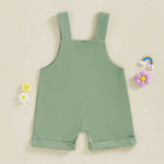 Baby Toddler Boys Girls Overalls Tank Sleeveless Square Neck Front Pocket Suspender Shorts Romper