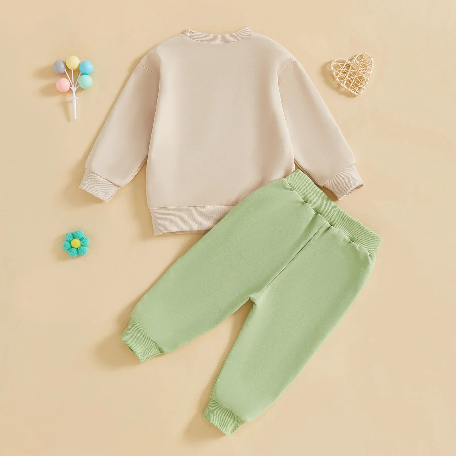 Baby Toddler Boy 2Pcs Birthday Boy Outfit Letter Ballon Embroidery Long Sleeve Pullover Crewneck Top Elastic Waist Solid Pants Jogger Set