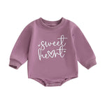 Baby Girls Boys Valentine's Day Long Sleeve Sweet Heart Letters Bubble Romper