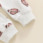 Baby Toddler Boys Girls 2Pcs Football Print Long Sleeve Round Neck Top Drawstring Pockets Pants Set