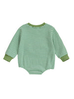 Baby Boy Fall Bubble Romper Casual Digger Tractor Embroidery Striped Long Sleeve Jumpsuit Infant Cute Outfit