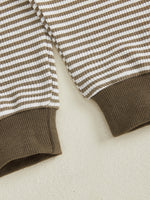 Baby Toddler Boys 2Pcs Fall Outfit Rugby Embroidery Striped Long Sleeve Top and Elastic Pants Clothes Set