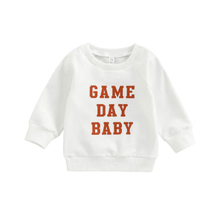 0-3Years Infant Baby Boy Girl Casual Pullovers Long Sleeve Game Day Football Hockey Print Ribbed Cuffs Sweatshirt Top