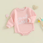 Baby Girls Boys Valentine's Day Long Sleeve Sweet Heart Letters Bubble Romper