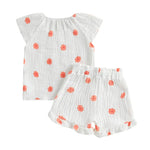 Baby Toddler Girls 2Pcs Floral Outfit Cap Sleeve T-shirt Top Elastic Waist Ruffle Shorts Summer Set
