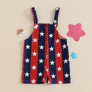 Baby Boys Girls 4th of July Romper Stars and Stripes Pattern Infant Overalls Sleeveless Tank Jumpsuit