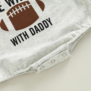 On Sundays We Watch Football with Daddy Infant Baby Girls Boys Romper Football Long Sleeve Jumpsuits Bubble Romper