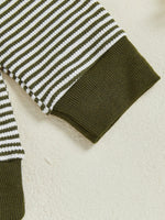 Baby Toddler Boys 2Pcs Long Sleeve Embroidery Duck Top with Striped Pants Infant Clothes Set