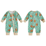 Baby Boy Long Sleeve Romper Football Print Front Zipper Jumpsuit Fall