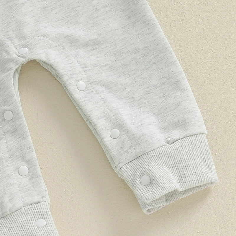 Baby Boys Mama's Boy / Little Dude Fall Romper Letter Embroidery Long Sleeve Crew Neck Full Length Jumpsuit