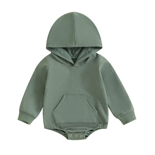 Baby Toddler Boy Girl Hoodie Bubble Romper Pocket Solid Color Long Sleeve