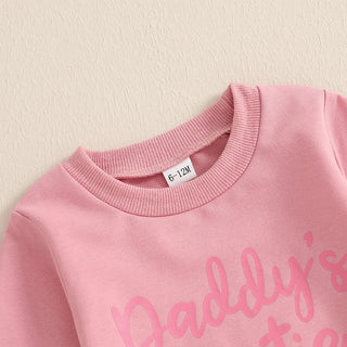 Baby Toddler Girls 2Pcs Daddy's Bestie Outfit Letter Print Long Sleeve Crewneck Top with Solid Pants Jogger Set