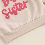 Toddler Kids Girls Big Sister Long Sleeve Crewneck Letter Embroidery Loose Fit Pullover Top