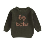 Toddler Kids Boys Sweaters Cotton Long Sleeve Letter Embroidery Big Brother Pullover Loose Knitwear Top