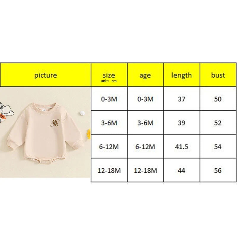 Baby Girl Boy Fall GAME DAY Bubble Romper Football Letter Print Long Sleeve Round Neck Jumpsuit