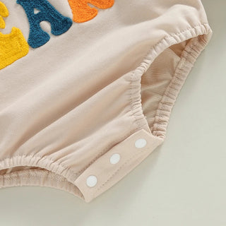 Baby Girls Boys Little Bean Bodysuit Long Sleeve Letter Embroidery Casual Playsuit Romper
