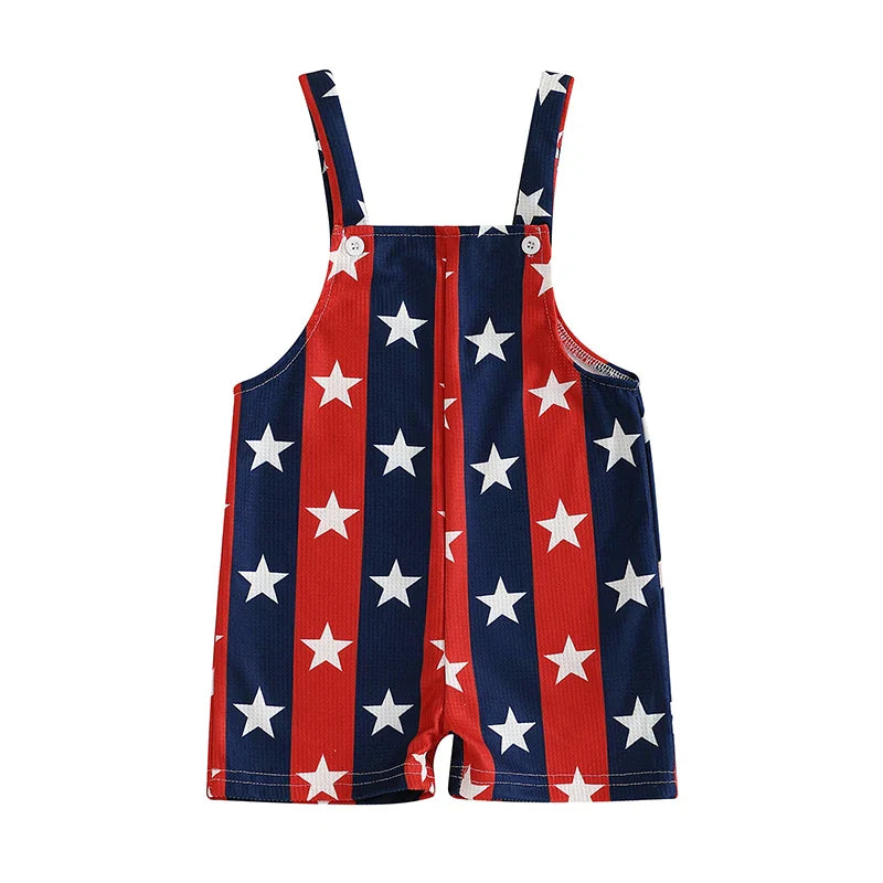 Baby Boys Girls 4th of July Romper Stars and Stripes Pattern Infant Overalls Sleeveless Tank Jumpsuit