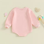 Baby Girls Boys Valentine's Day Long Sleeve Sweet Heart Letters Bubble Romper