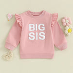 Baby Toddler Kids Girls Sister Matching Big Sis Shirt/Lil Sis Ruffle Sleeve Long Sleeve Romper Crewneck Top