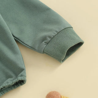 Baby Toddler Boy Girl Hoodie Bubble Romper Pocket Solid Color Long Sleeve