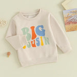 Baby Toddler Kids Girls Boys Matching Outfits Letter Print Big Lil Cousin Long Sleeve Crewneck Top